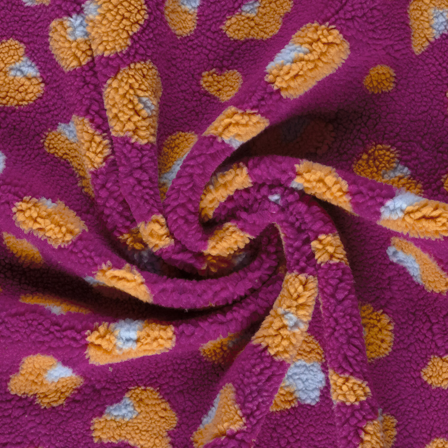 Teddystoff Leotupfen - fuchsia/orange