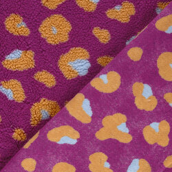 Teddystoff Leotupfen - fuchsia/orange