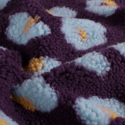 Teddystoff Leotupfen - aubergine/hellblau