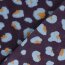 Teddystoff Leotupfen - aubergine/hellblau