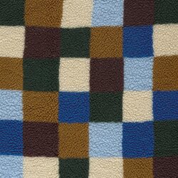 Teddystoff buntes Schachbrettmuster - blau