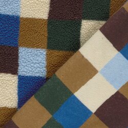 Teddystoff buntes Schachbrettmuster - blau