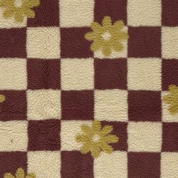 Teddystoff Blumen auf Karo - cremebeige