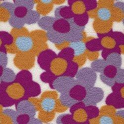 Teddystoff bunter Blumenregen - creme