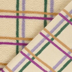 Teddystoff bunte Karostreifen - cremebeige