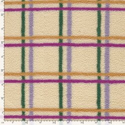 Teddystoff bunte Karostreifen - cremebeige