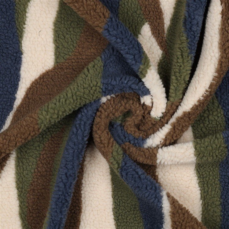 0,5 Meter - Teddystoff wilde Streifen - jeansblau