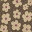 0,4 Meter - Teddystoff creme Blumen - taupe
