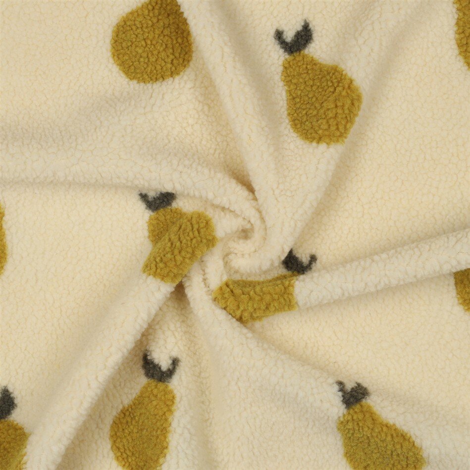 0,3 Meter - Teddystoff Birnen - cremebeige