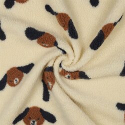 0,7 Meter - Teddystoff süße Hunde - beige