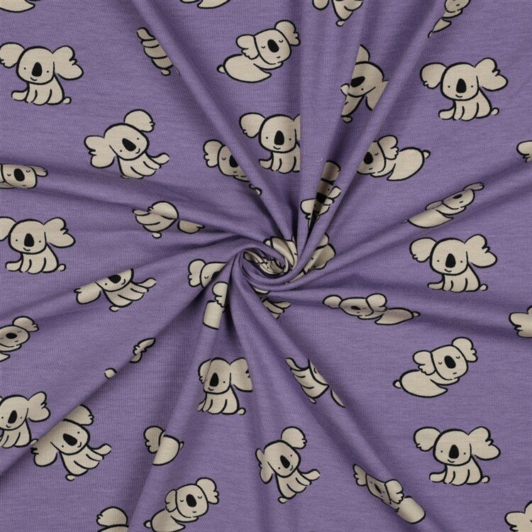 0,9 Meter - Baumwolljersey Organic Koalas - lavendel
