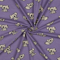 0,9 Meter - Baumwolljersey Organic Koalas - lavendel