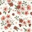 0,9 Meter - Baumwolljersey Blumensträuße - creme