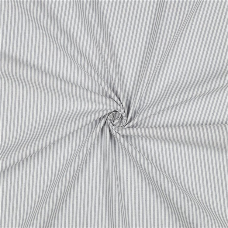 0,5 Meter - Baumwollpopeline Streifen 3mm, garngefärbt - grau