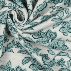 0,9 Meter - Ganzjahressweat  Blumen - creme meliert