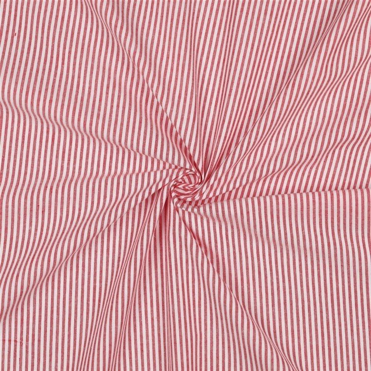 0,5 Meter - Baumwollpopeline Streifen 3mm, garngefärbt - rot