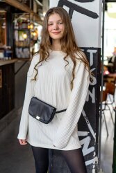 Rippenjersey *Lara* Uni - creme - weiß