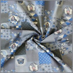 Baumwollstoff Prinzessinnen Patchwork grau