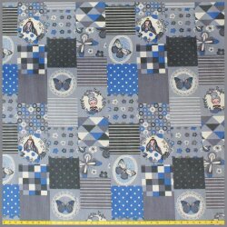 Baumwollstoff Prinzessinnen Patchwork grau