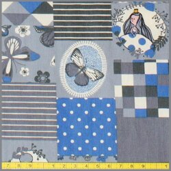 Baumwollstoff Prinzessinnen Patchwork grau