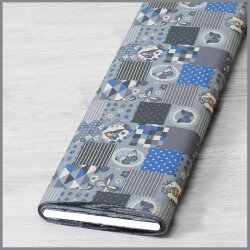 Baumwollstoff Prinzessinnen Patchwork grau