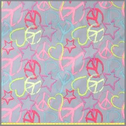 Polystoff Peace Star Love grau