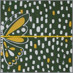 Baumwolljersey Schmetterling auf Tupfen olivgrün