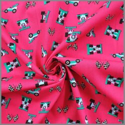 Baumwollstoff Formel1 Flitzer fuchsia