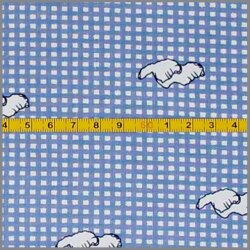 Baumwollstoff Clockschuhe auf Karo weiß/blau