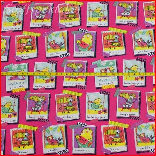 Baumwollstoff Urlaubsfotos pink