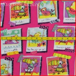 Baumwollstoff Urlaubsfotos pink