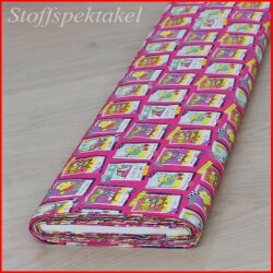 Baumwollstoff Urlaubsfotos pink